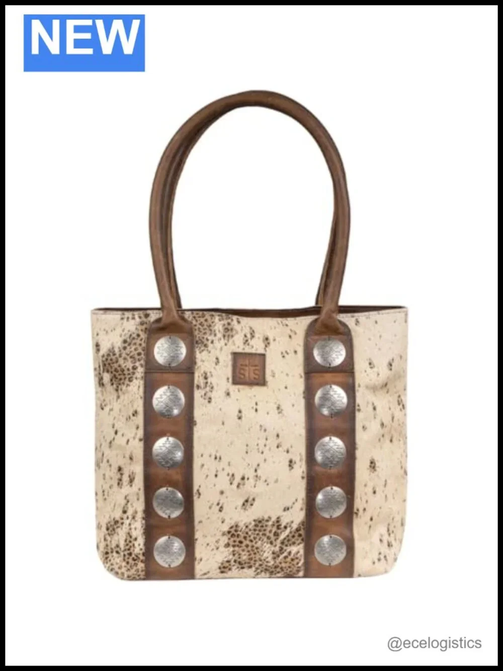 Genuine Full Grain Leather Cowhide Tote Satchel - Western Style